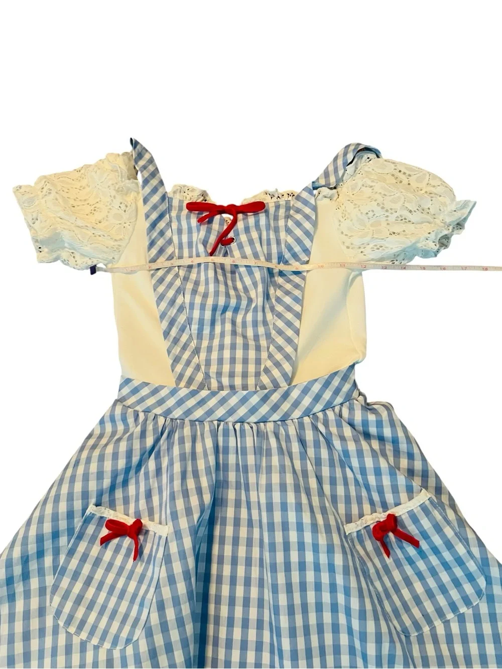Blue Gingham The Wizard of Oz Forothy Costume Dress with Lace Trim Size XS